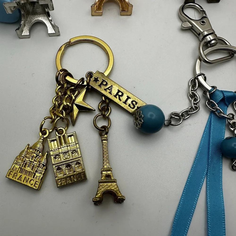 Paris Eiffel Tower Lot of‎ 7 Keychain / Purse Charm Macaron Charm France Travel